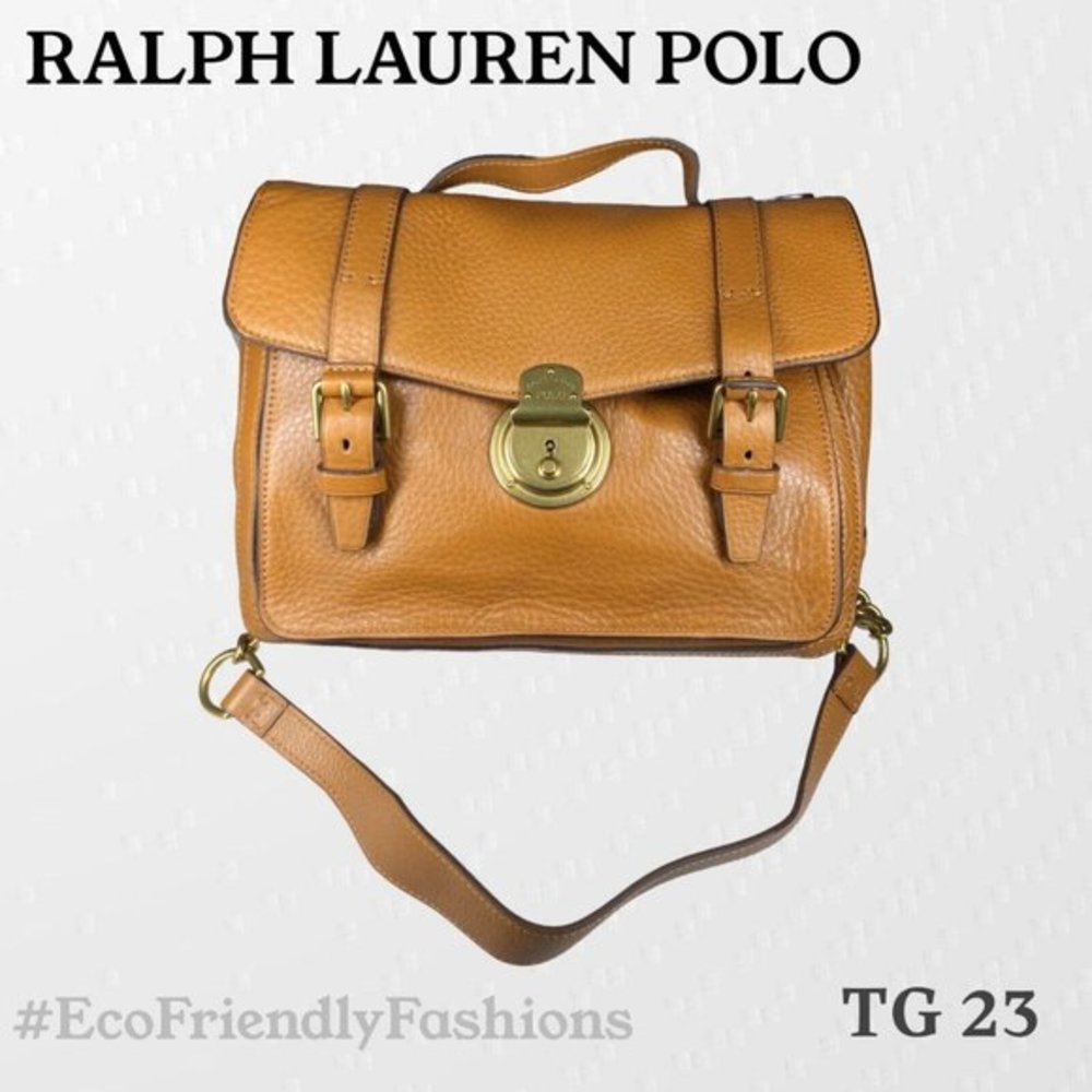 POLO RALPH LAUREN Tan Leather Ricky Crossbody Bag Messenger Satchel